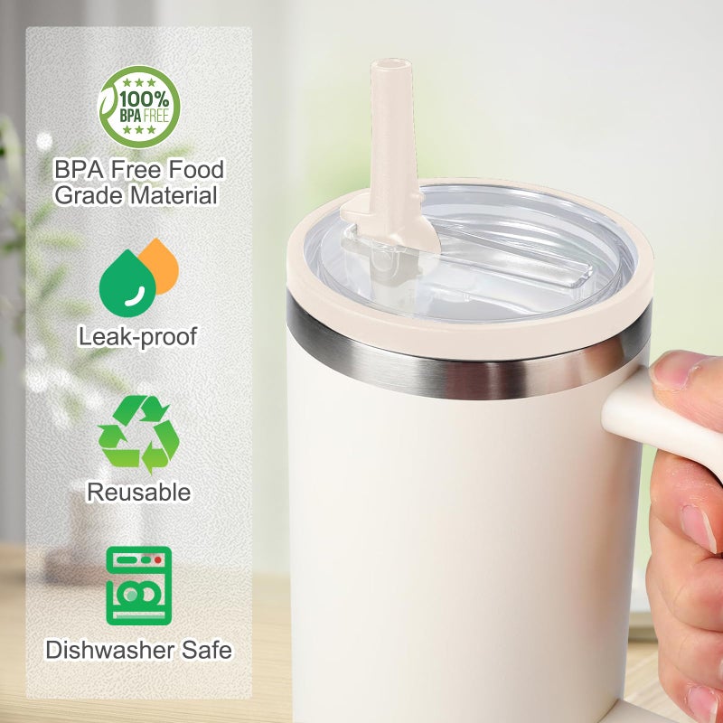 Gestarich Stanley Quencher Flip Straw Lid - 2 Pack Reusable, Leak Proof for 30 OZ Tumbler (White) - Image 4