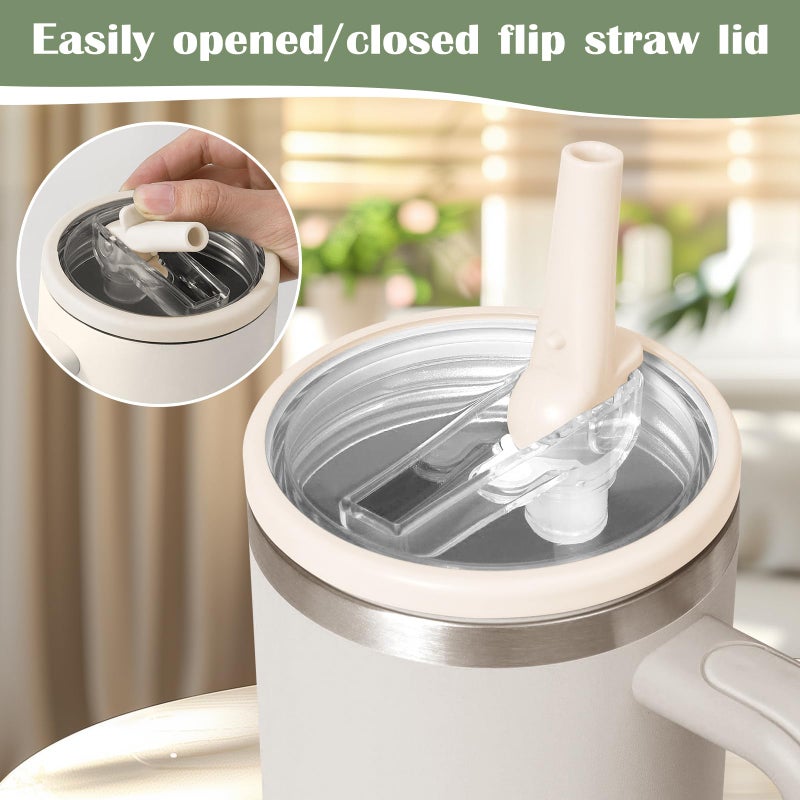 Gestarich Stanley Quencher Flip Straw Lid - 2 Pack Reusable, Leak Proof for 30 OZ Tumbler (White) - Image 5