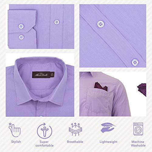Alberto Danelli's Boys Long Sleeve Dress Shirt with Matching Tie and Handkerchief, 7, Periwinkle - Image 4