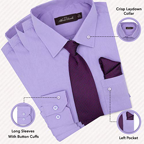 Alberto Danelli's Boys Long Sleeve Dress Shirt with Matching Tie and Handkerchief, 7, Periwinkle - Image 3