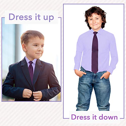 Alberto Danelli's Boys Long Sleeve Dress Shirt with Matching Tie and Handkerchief, 7, Periwinkle - Image 5