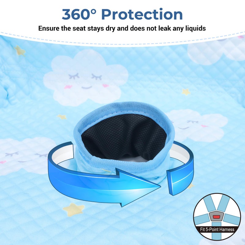 COOLBEBE Car Seat Protector for Potty Training, 2 Pack Dry Waterproof Car Seat Liner Toilet Training for Baby Infant Toddler, Piddle Pads Cover Car Seat Pad for Strollers & Carseat (Blue,2PC) - Image 4