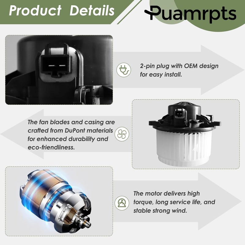 PUAMRPTS AC Heater Blower Motor for Buick, Chevy, Cadillac Vehicles - Image 3
