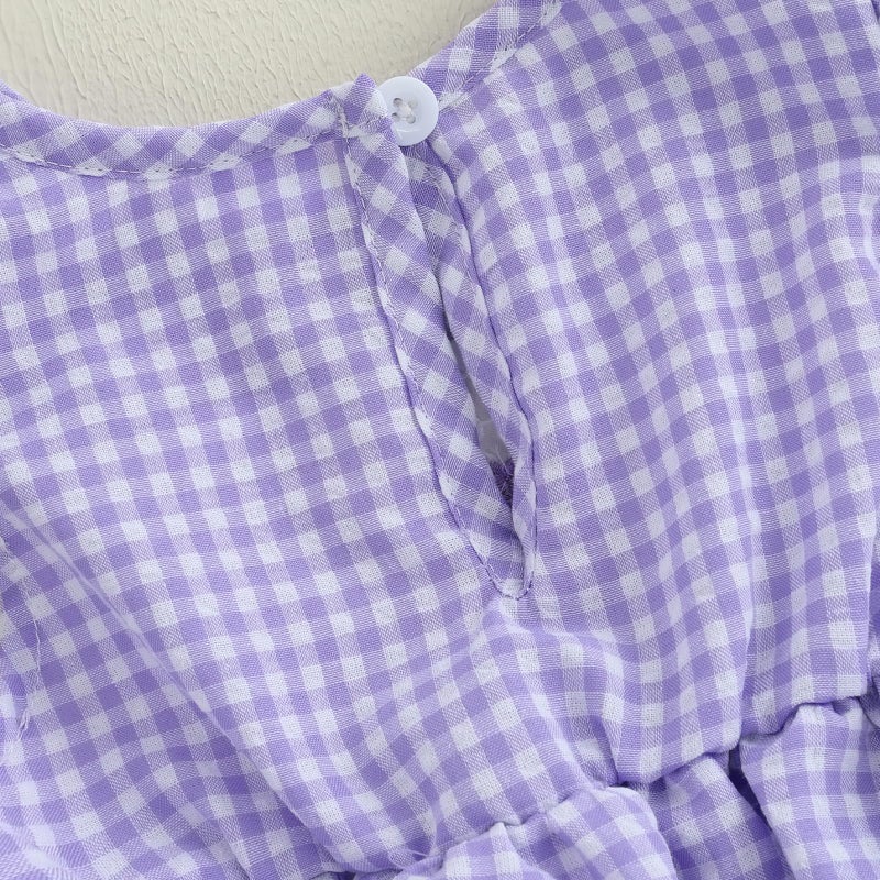 mlpeerw Easter Outfit Baby Girl Romper Dress My First Easter Fly Sleeve Smocked Dress Newborn Cute Baby Summer Clothes (Easter Eggs-Purple, 0-3 Months) - Image 5