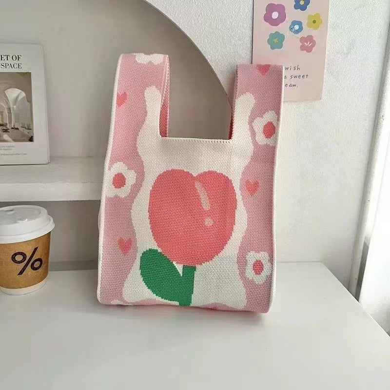 New Chinese Wedding Bag Red National Fashion Knitted Handbag Wedding Ceremony Accompanying Gift Bag Large Capacity Portable Woven Bag - Image 2