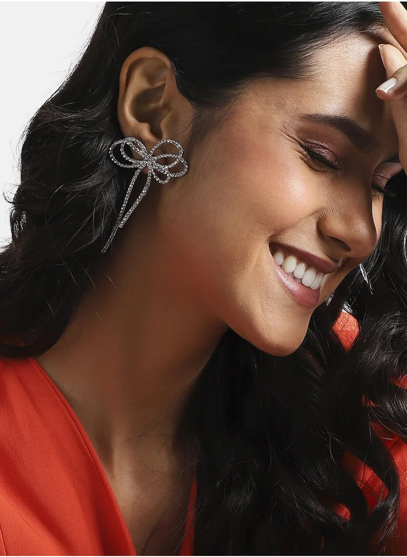 SOHI Crystal Bow Drop Earrings