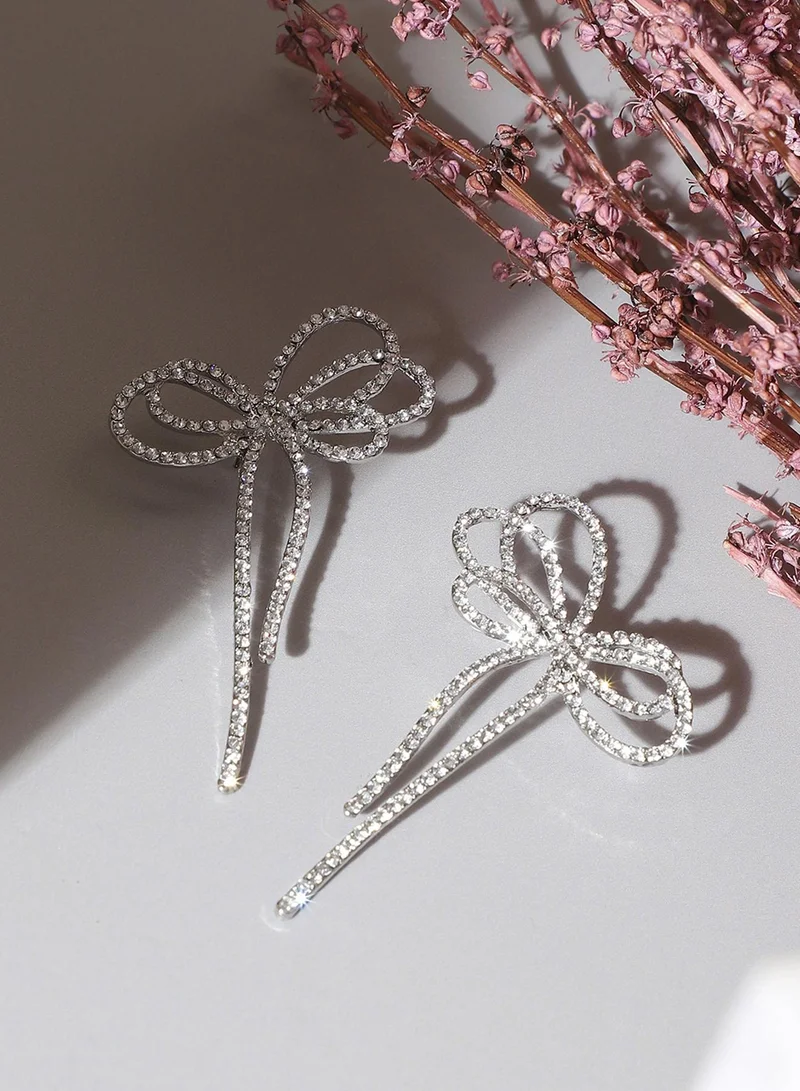 SOHI Crystal Bow Artificial Drop Earring Jewellery