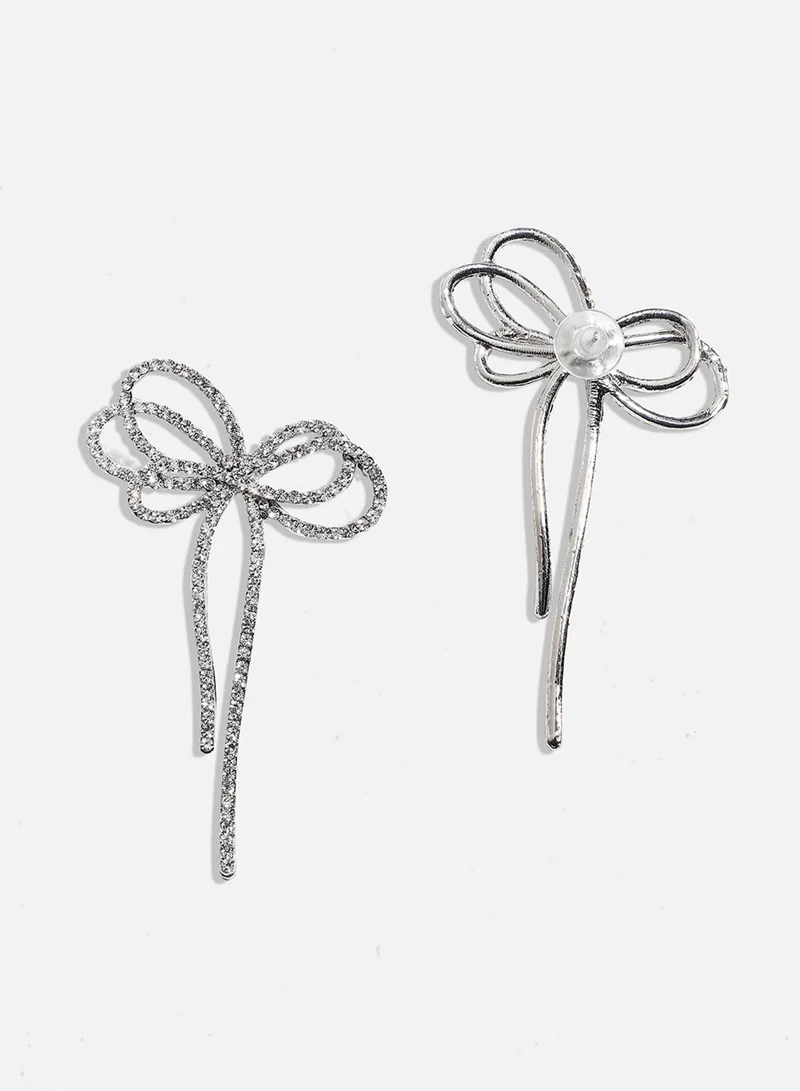 SOHI Crystal Bow Artificial Drop Earring Jewellery