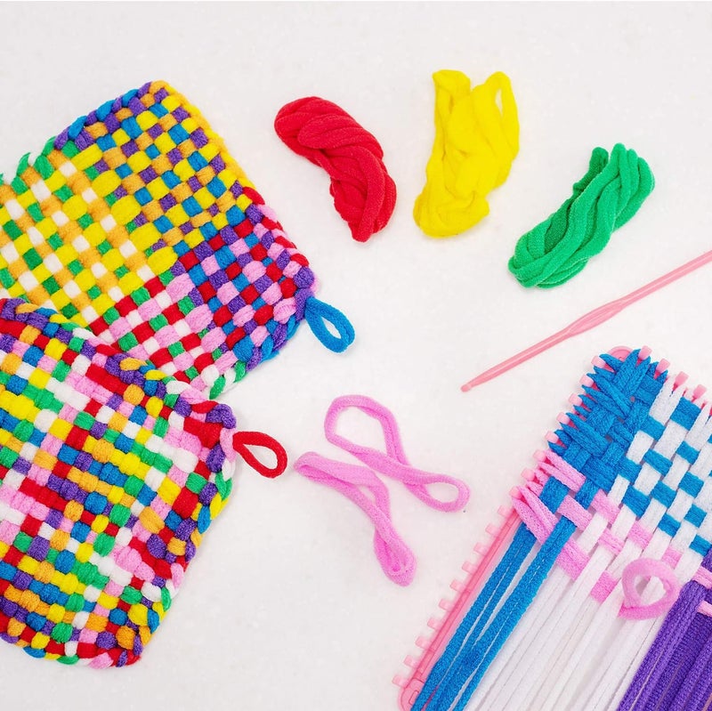 Shappy 288 Pcs Weaving Loom Loops 12 Colors 7 Inch Potholder Weaving Loops Rainbow Flexible Loom Kit Elastic for DIY Crafts - Image 4