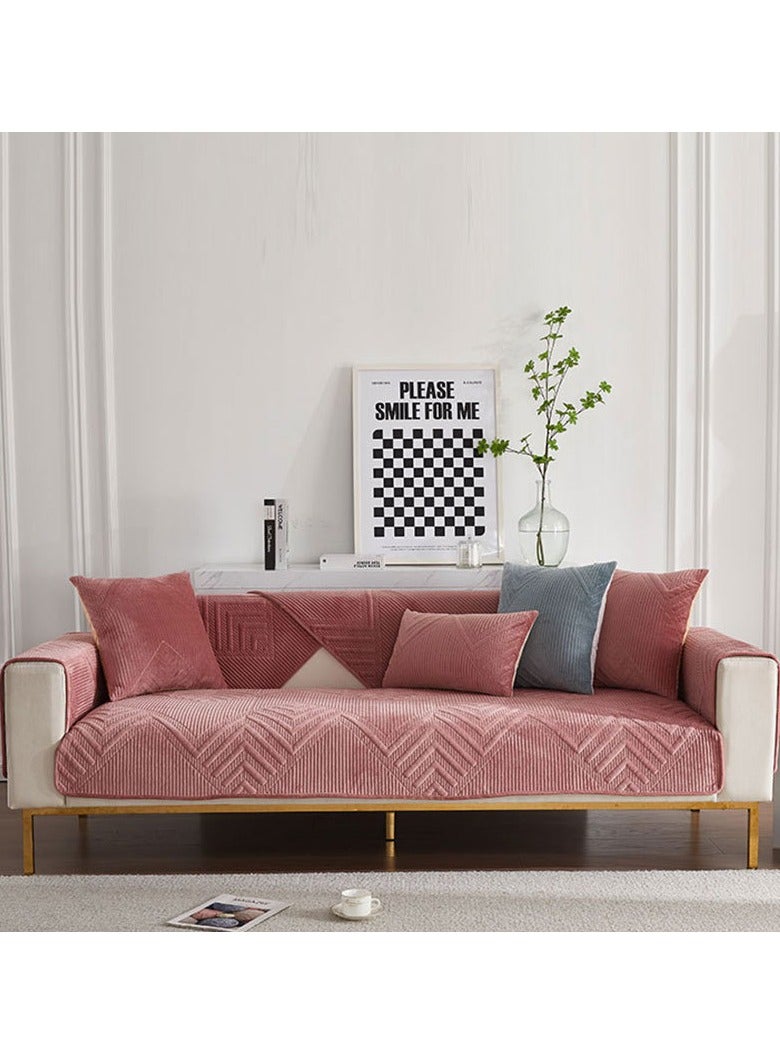 KUYING New Modern Simple Plush Super Soft Solid Color Quilted Sofa Mat 90-70cm 