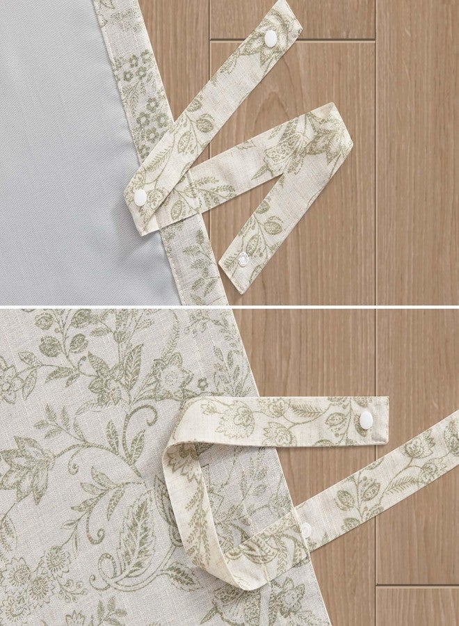 Lazzzy Linen Curtains Farmhouse Green Floral Print Curtains 18 Inches Long Back Tab Drapes for Living Room Bedroom Semi Sheer Country Vintage ValanceCurtains 3 Panels Set Rod Pocket - Image 4