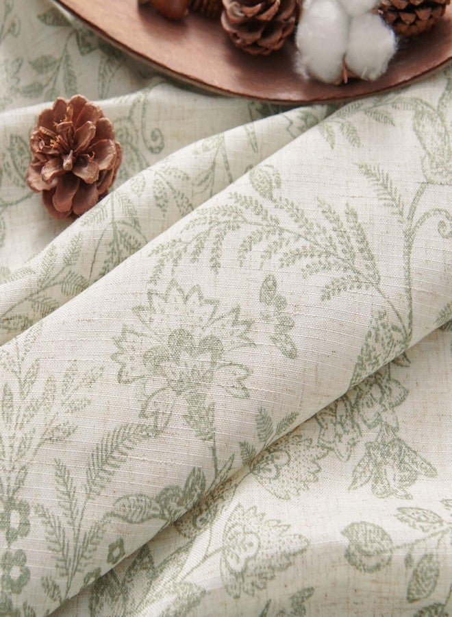 Lazzzy Linen Curtains Farmhouse Green Floral Print Curtains 18 Inches Long Back Tab Drapes for Living Room Bedroom Semi Sheer Country Vintage ValanceCurtains 3 Panels Set Rod Pocket - Image 5