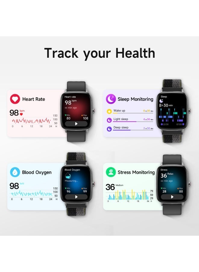 ibsun 1.85" HD Smart Watch for Men Women(Answer/Make Calls), 100+ Sport Fitness Watch with Heart Rate/Sleep/SpO2 Monitor, IP68 Waterproof - Image 3