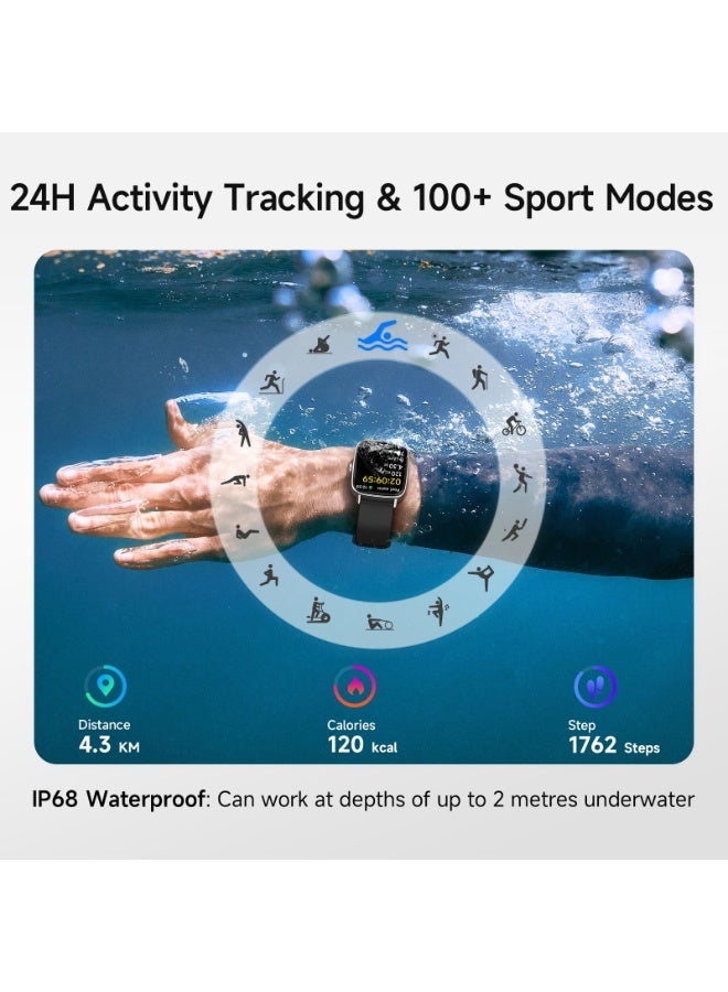 ibsun 1.85" HD Smart Watch for Men Women(Answer/Make Calls), 100+ Sport Fitness Watch with Heart Rate/Sleep/SpO2 Monitor, IP68 Waterproof - Image 5