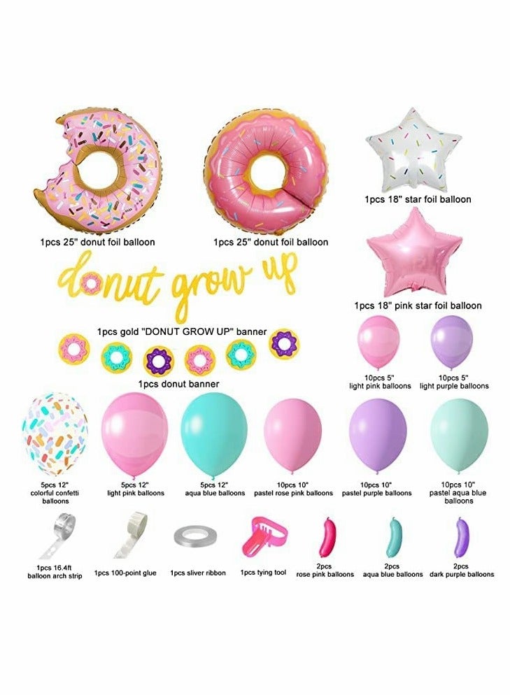 Donut Birthday Party Supplies, 82 Pcs Donut Theme Decorations Set with Balloons and Garland Kit - Image 2