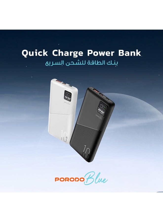 porodo Power Bank 10000mAh, Portable Charger Fast Charging 22.5W QC Slim Power Bank, Mobile Phone PD 20W Wired Charging LED Display, Travel Battery Pack Compatible with iPhone 17, iPad, Google, Tablet - Image 2