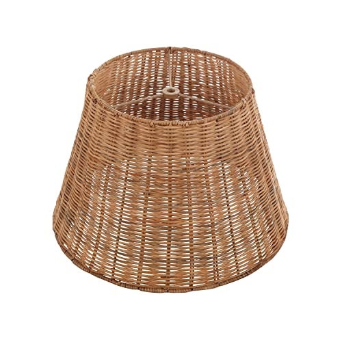 Aspen Creative 32989, Empire Natural Rattan Spider Shade, 9" Top x 14" Bottom x 9-1/2" Slant - Image 1