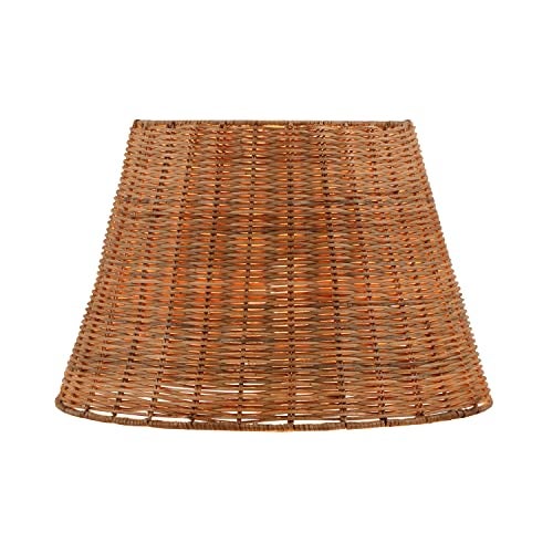 Aspen Creative 32989, Empire Natural Rattan Spider Shade, 9" Top x 14" Bottom x 9-1/2" Slant - Image 3