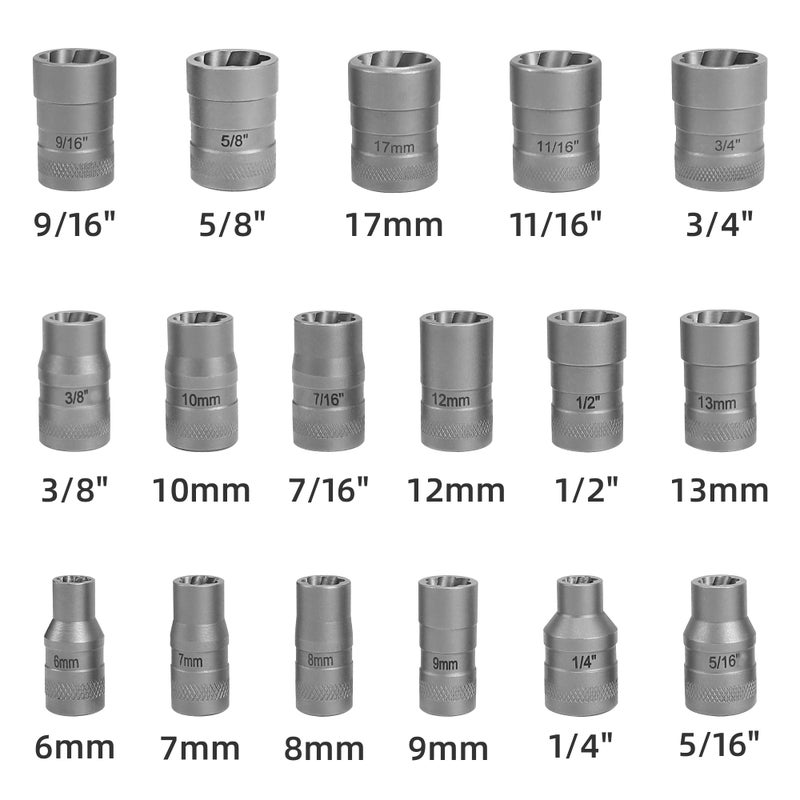 Uyecove Bolt Extractor Set, 20Pcs Stripped Bolt Remover Lug Nut Extractor Set, Lug Nut Remover For Broken Damaged Rounded-Off Bolts, Nuts, Bolts, Studs, Threaded Tubes - Image 2