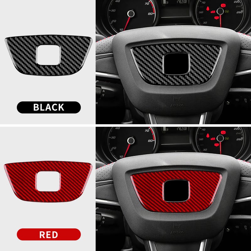 لـ Seat Ibiza 6j 2012 2013 2014 ملصق ألياف الكربون الحقيقية الناعم لتزيين إطار أسفل ووسط عجلة القيادة للسيارة LHD RHD - Image 2