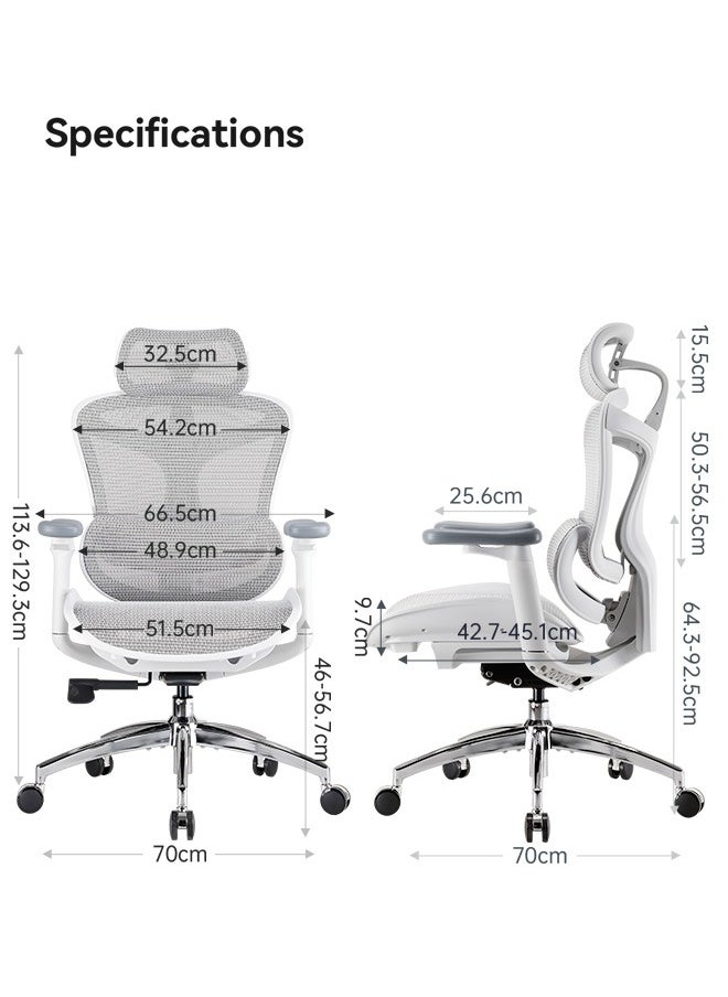 SIHOO Doro C300 كرسي مكتب إيرغونومي مع مساندة ذراع 3D ناعمة للغاية ، دعم قطني ديناميكي لكرسي المكتب المنزلي ، كرسي مكتب مسند الظهر القابل للتعديل ، كرسي مكتب كبير وطويل (أبيض)