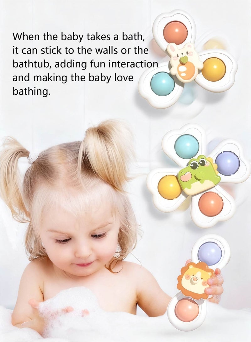 Baby Suction Cup Spinner Toys, Cute Fun Suction Toy Set with Strong Grip, Rattles & Teethers for Highchair, Bath Time, Sensory Learning & Fine Motor Skills - Image 2