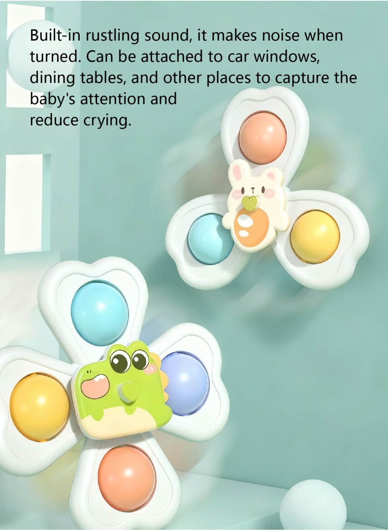 Baby Suction Cup Spinner Toys, Cute Fun Suction Toy Set with Strong Grip, Rattles & Teethers for Highchair, Bath Time, Sensory Learning & Fine Motor Skills - Image 3