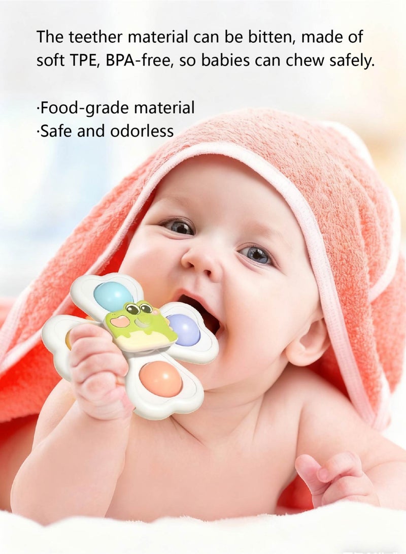 Baby Suction Cup Spinner Toys, Cute Fun Suction Toy Set with Strong Grip, Rattles & Teethers for Highchair, Bath Time, Sensory Learning & Fine Motor Skills - Image 4