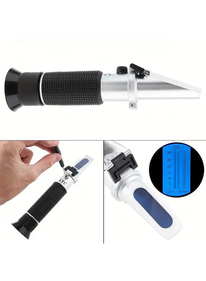 Black 2 in 1 Handheld Refractometer for Beer Wine 0 32 Brix Specific Gravity - Image 2