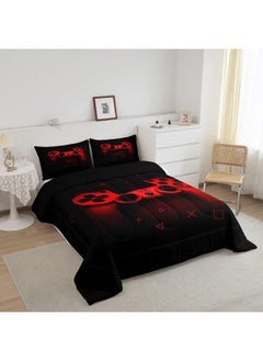 Erosebridal Boys Gamer Comforter Set Twin Size, Gamepad Bedding Set Kids Young Man Video Games Down Comforter for Teen Child Game Room Decor Black Red Classic Retro Gaming Quilted Duvet Set with Pillowcase  - Image 2