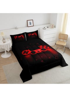 Erosebridal Boys Gamer Comforter Set Twin Size, Gamepad Bedding Set Kids Young Man Video Games Down Comforter for Teen Child Game Room Decor Black Red Classic Retro Gaming Quilted Duvet Set with Pillowcase  - Image 3