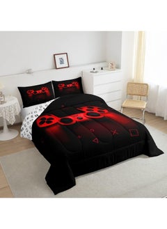 Erosebridal Boys Gamer Comforter Set Twin Size, Gamepad Bedding Set Kids Young Man Video Games Down Comforter for Teen Child Game Room Decor Black Red Classic Retro Gaming Quilted Duvet Set with Pillowcase  - Image 4