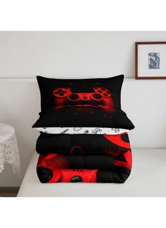 Erosebridal Boys Gamer Comforter Set Twin Size, Gamepad Bedding Set Kids Young Man Video Games Down Comforter for Teen Child Game Room Decor Black Red Classic Retro Gaming Quilted Duvet Set with Pillowcase  - Image 5
