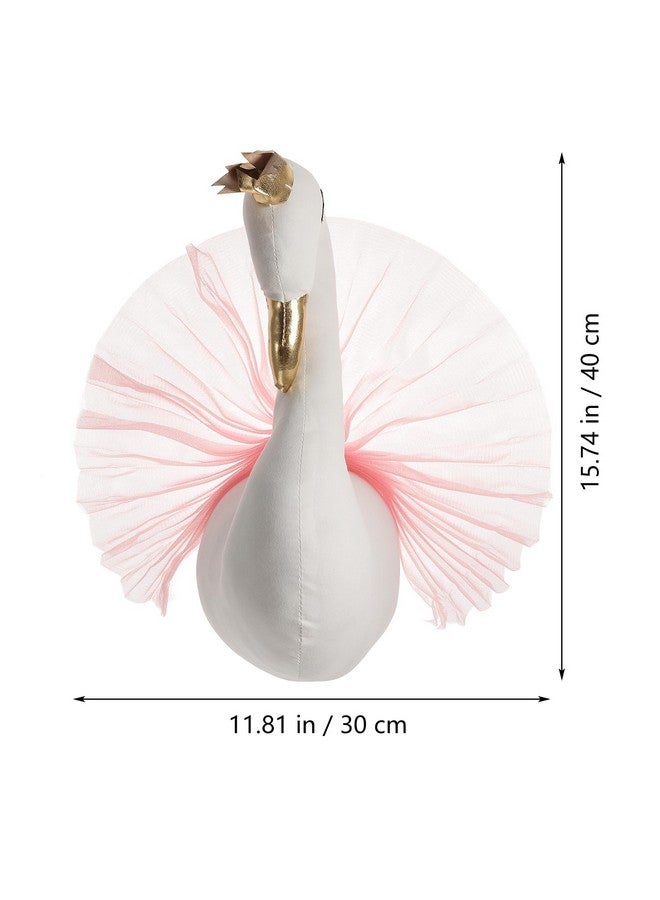 Garneck 3D Wall Hanging Decoration Cute Crown Dress Swan Wall Art Sticker Hook for Nursery Kids Girl Room Wedding Birthday (Pink) - Image 2