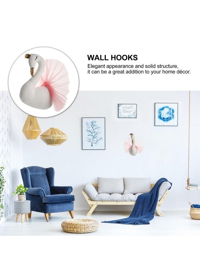 Garneck 3D Wall Hanging Decoration Cute Crown Dress Swan Wall Art Sticker Hook for Nursery Kids Girl Room Wedding Birthday (Pink) - Image 5