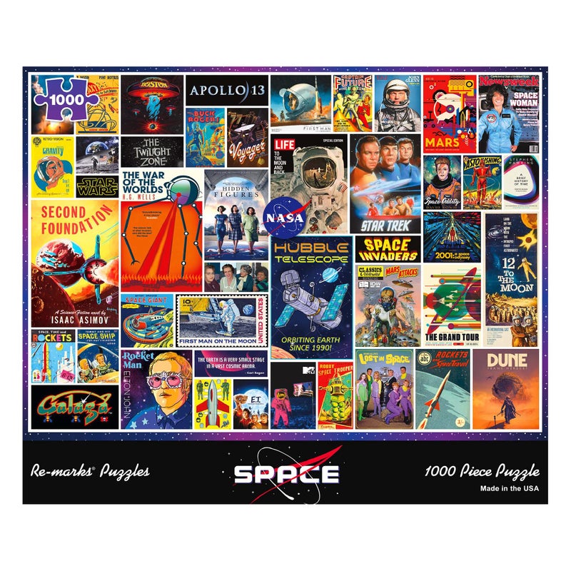 Re-marks Space Collage Puzzle, 1,000-Piece Jigsaw Puzzle for All Ages - Image 1