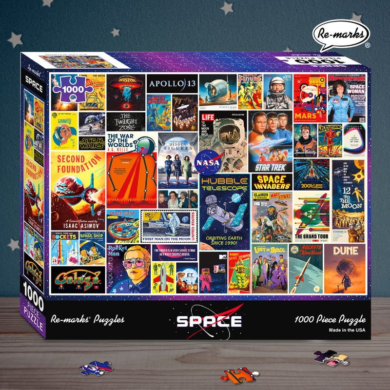 Re-marks Space Collage Puzzle, 1,000-Piece Jigsaw Puzzle for All Ages - Image 5