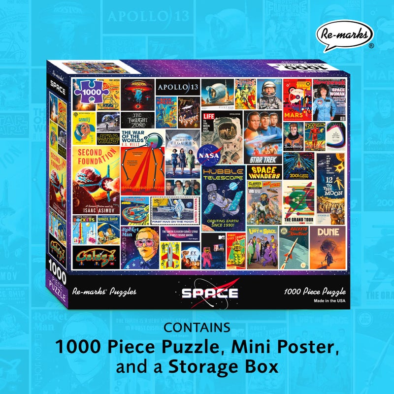 Re-marks Space Collage Puzzle, 1,000-Piece Jigsaw Puzzle for All Ages - Image 2