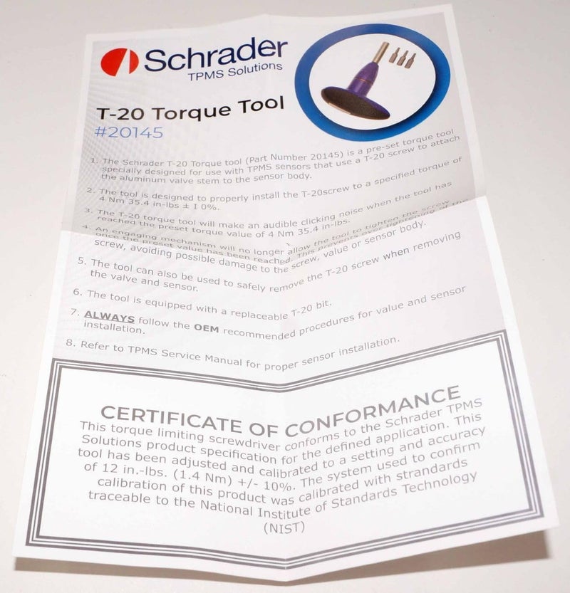 Schrader TPMS Solutions Schrader 20145 TPMS T-20 Torque Tool - Image 5
