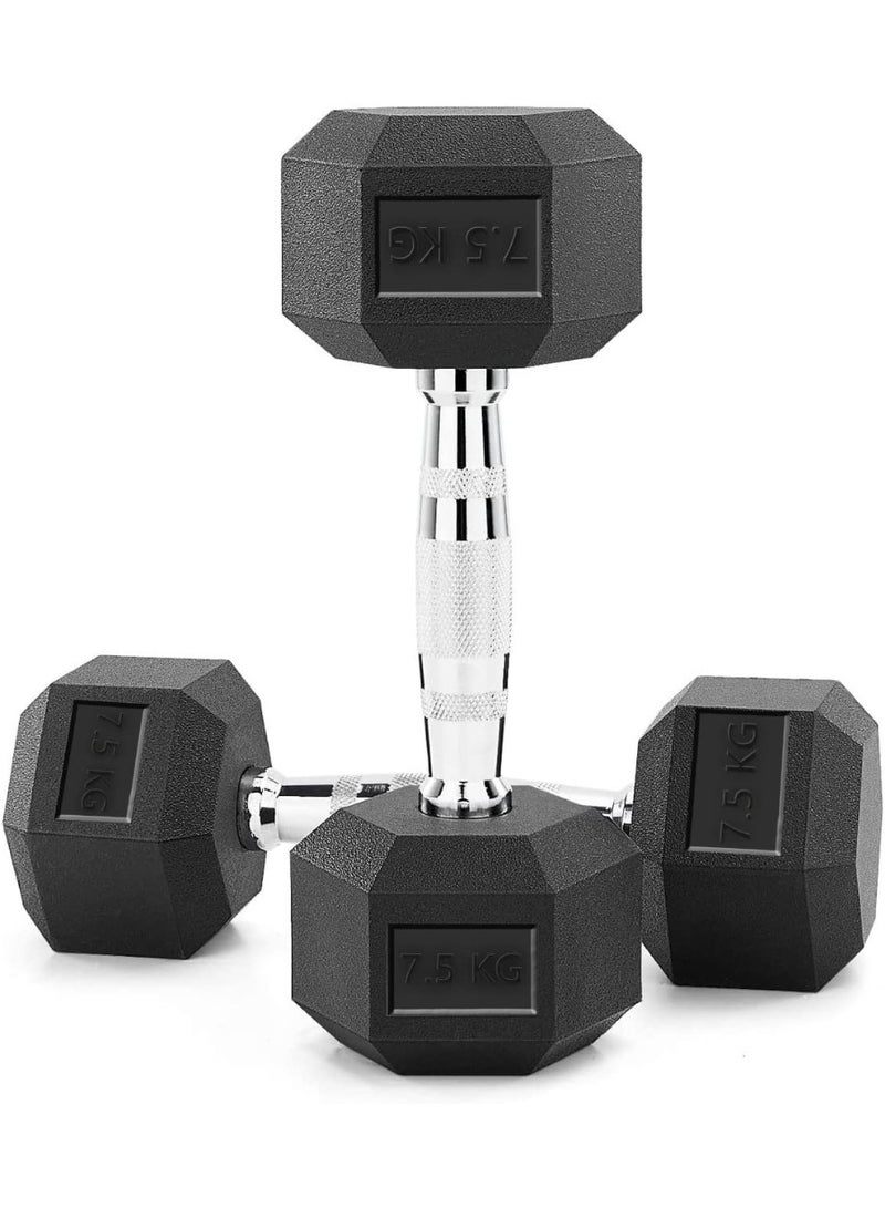 COMMANDO Pair Of Hex Dumbbells 7.5 Kg - Image 1