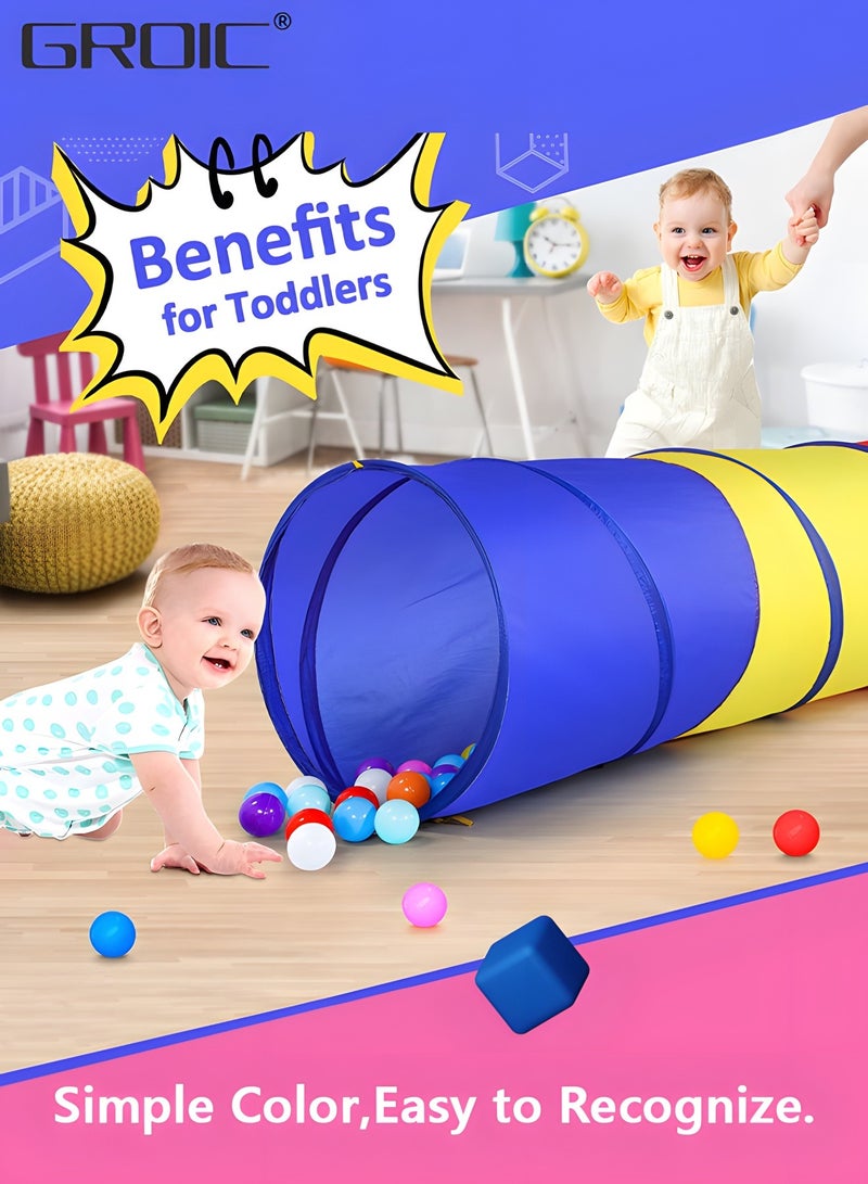 GROIC Kids Tunnel for Toddlers with Ocean Ball, Pop Up Play Tunnel Tent for Babies or Dogs, Indoor & Outdoor Toys for Kids Backyard Playset,Kids Crawl Toy - Image 2