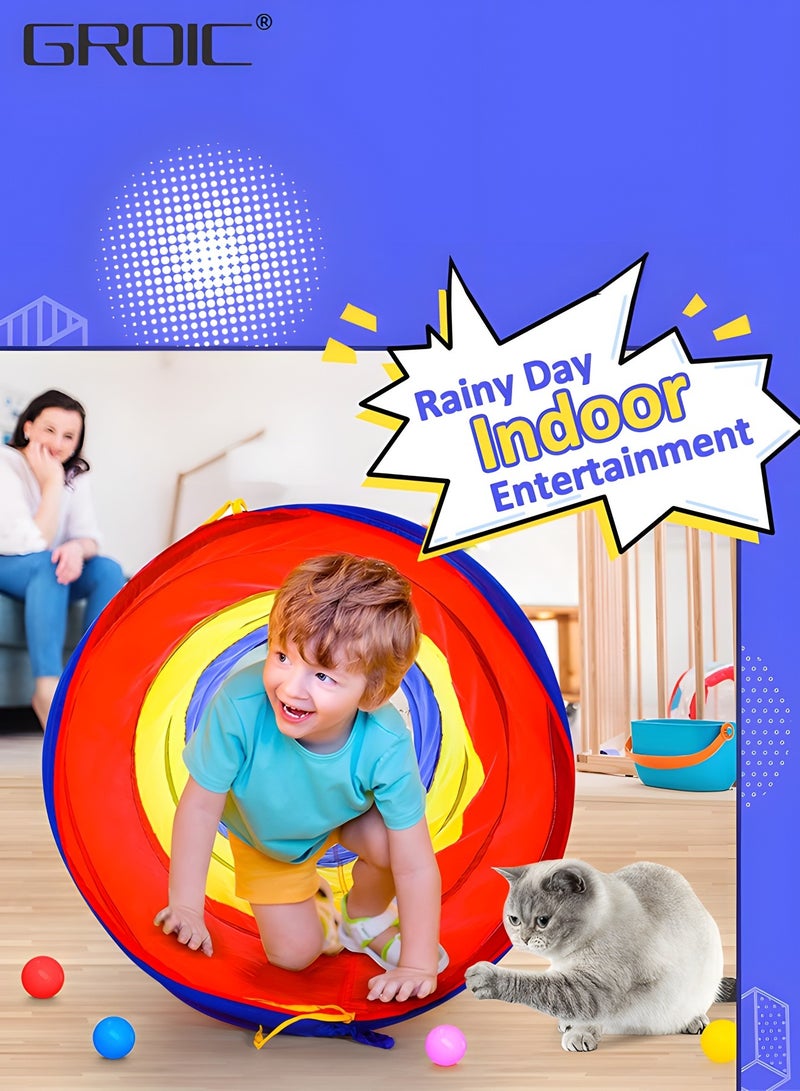 GROIC Kids Tunnel for Toddlers with Ocean Ball, Pop Up Play Tunnel Tent for Babies or Dogs, Indoor & Outdoor Toys for Kids Backyard Playset,Kids Crawl Toy - Image 5