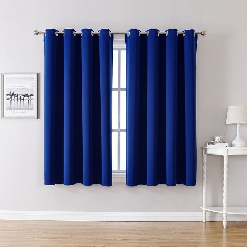 ChrisDowa Grommet Blackout Curtains for Bedroom and Living Room - 2 Panels Set Thermal Insulated Room Darkening Curtains (Royal Blue, 52 x 63 Inch) - Image 1