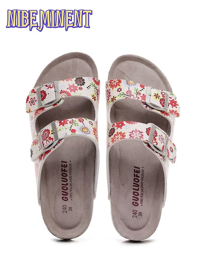 NIBEMINENT - Cork Slippers for Men and Women with Double Row Belt Buckle Sandals, Beach Shoes, Haken Shoes - Image 1