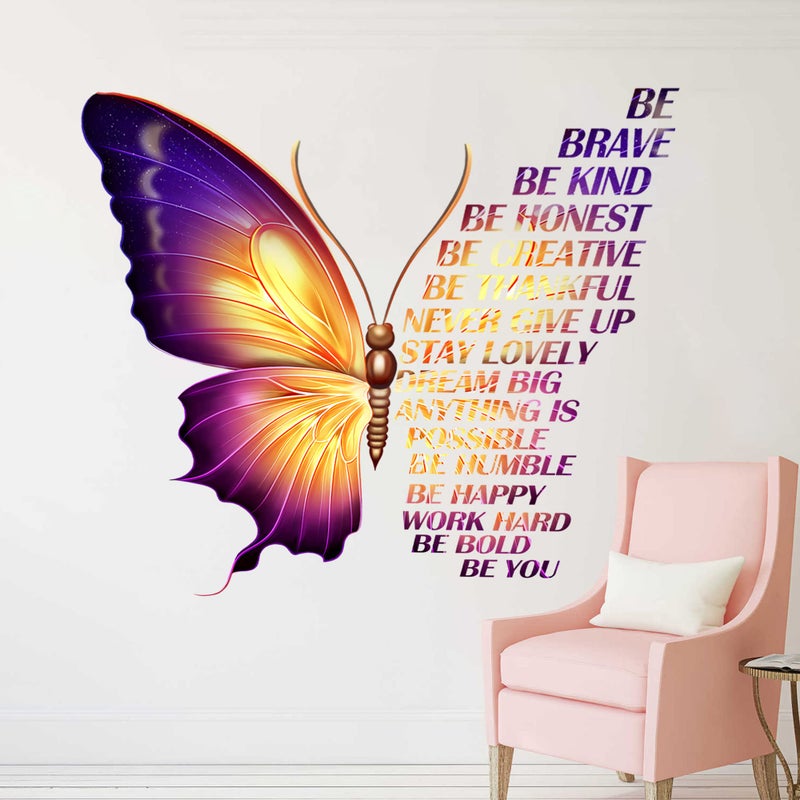 Large Colorful Inspirational Wall Decals  Vinyl Butterfly Art Stickers With Motivational Phrases and Positive Sayings for Kids Girls Classroom Playroom Woman Bedroom Colorful
