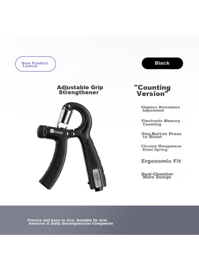 كيب Keep Adjustable Counting Grip Strengthener, تدريب قوة اليد لإعادة تأهيل الرجال, كرة قوة المعصم, تمرين تدريب ذراع الأطفال, أسود - Image 2