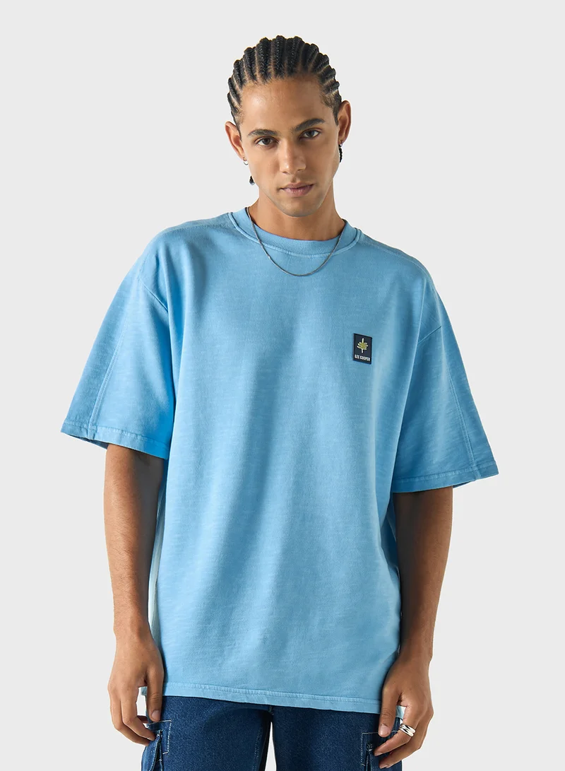 لي كوبر Lee Cooper Solid Oversized T-shirt with Crew Neck