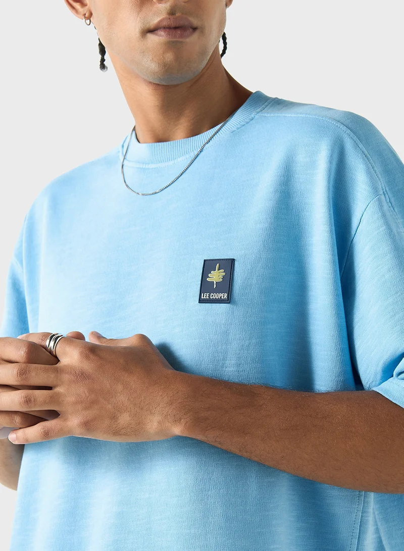 لي كوبر Lee Cooper Solid Oversized T-shirt with Crew Neck
