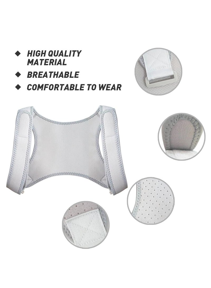KASTWAVE Adjustable Back Brace Posture Corrector - Comfortable Upper Spine Support for Women and Men, Relieve Neck Shoulder Clavicle, and Back Pain,Breathable Grey Design - Image 2
