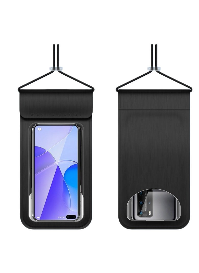 CityRiya-Long IPX8 Certified 30M Heavy Rainproof Phone Pouch for Food Delivery Riders - Sealed Transparent Touch Screen Case with Reflective Lanyard & Bike Mount - Fits All Smartphones Up to 6.5" Screen - Durable PVC, Shockproof & Anti-Scratch - 2 Pack（Black,6.5in,FLL00711）  - Image 1